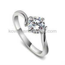 Simple design 925 sterling silver CZ rings jewelry single stone finger ring